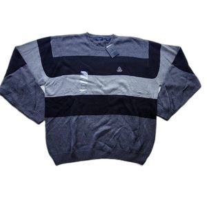 Izod Black and Gray Crew Knit Sweater - Men's Size Large (L) - NWT
